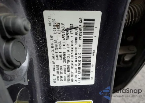 2012 Acura Tl z USA, uszkodzony, nr VIN 19UUA8F7XCA010617